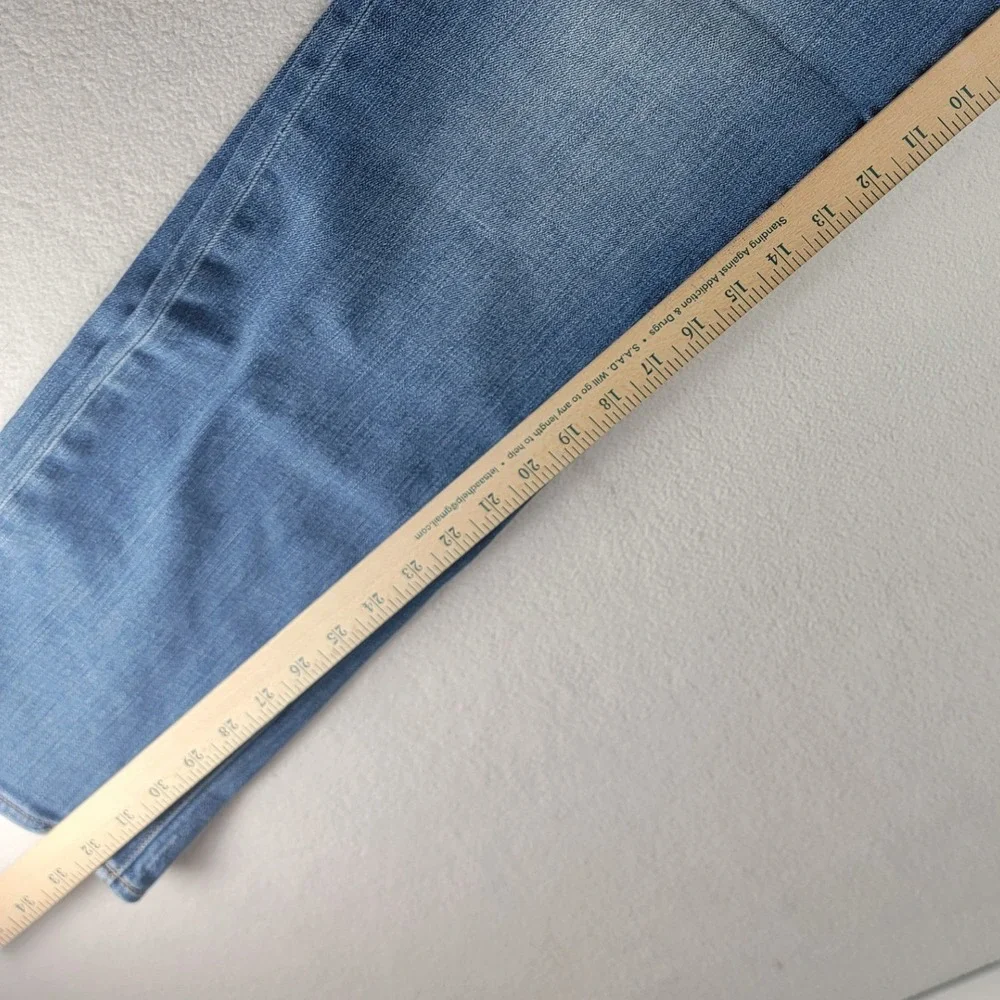 J Crew Mens The‎ Driggs Jeans Slim Fit Distressed Blue Denim Casual Pants 35x34